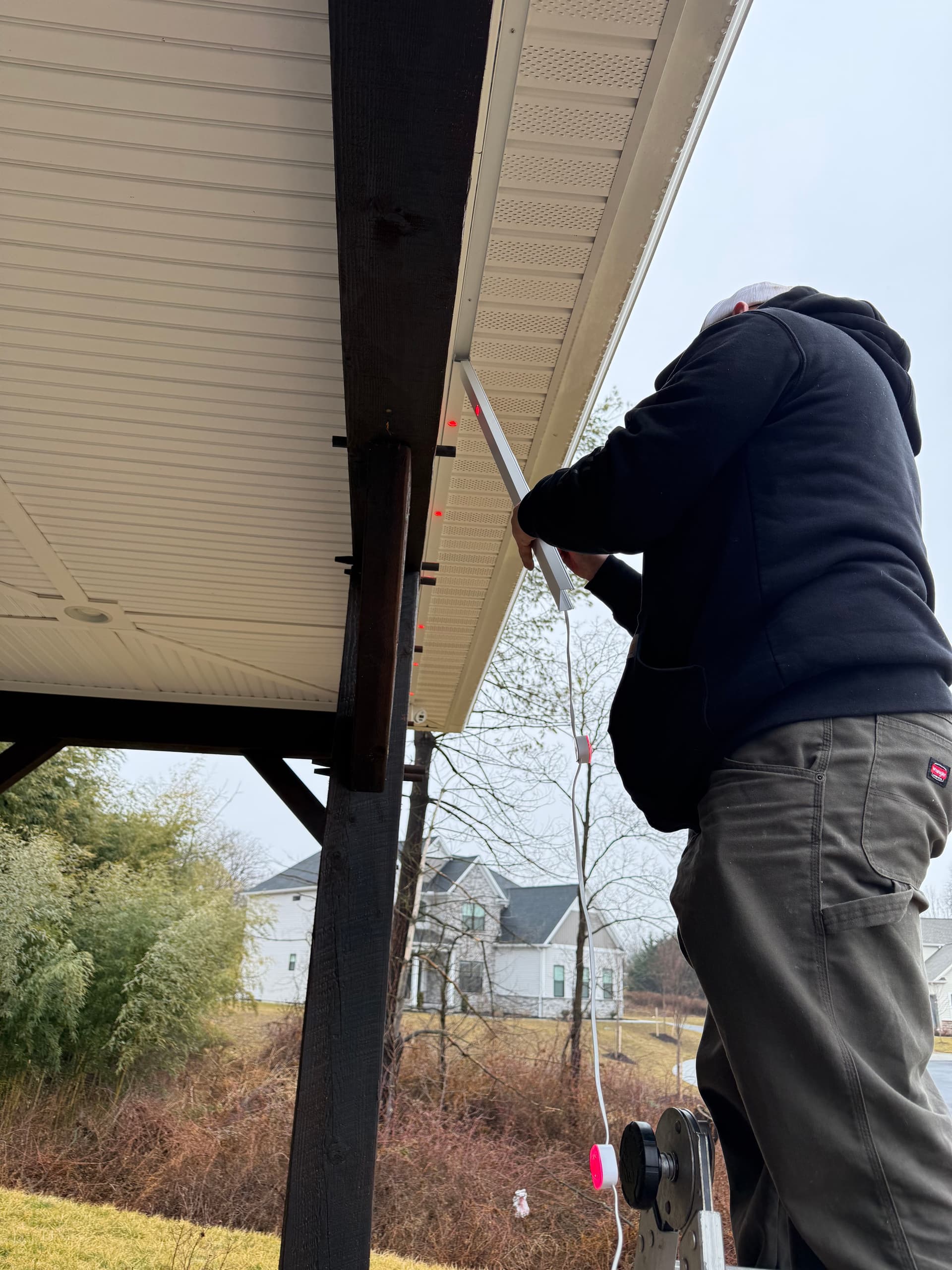 Permanent String Light Installation by Ace of Blades Landscaping