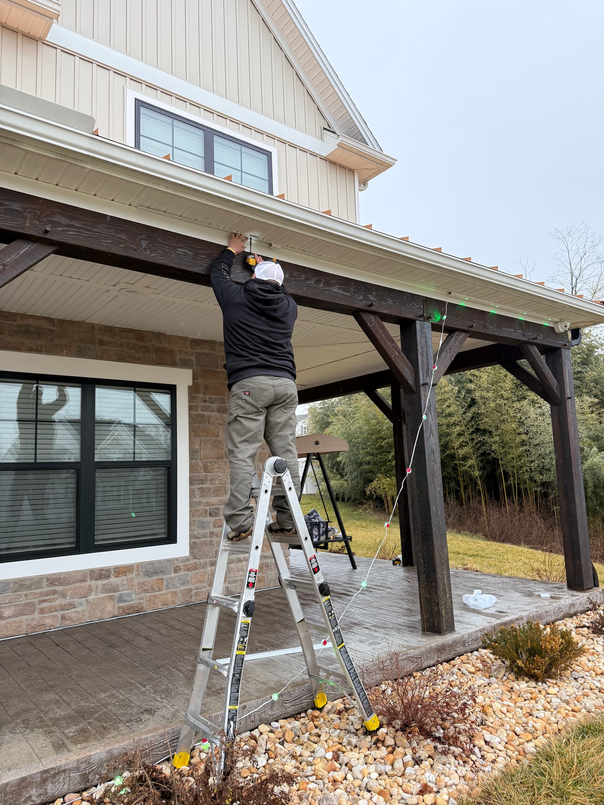 Permanent String Light Installation by Ace of Blades Landscaping